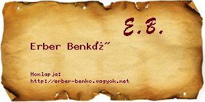 Erber Benkő névjegykártya